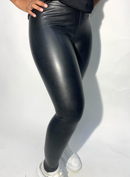 NORFY legging leather look - High Waist (Zwart)